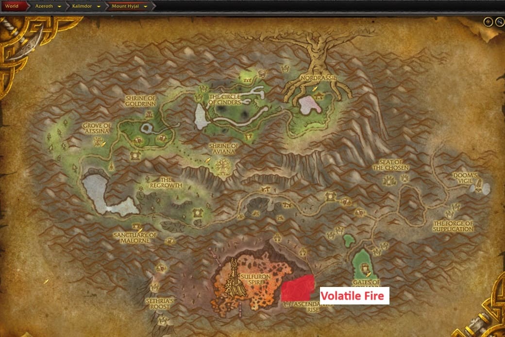 Mount Hyjal Volatile Fire farming spot Mount Hyjal Volatile Fire farming spot
